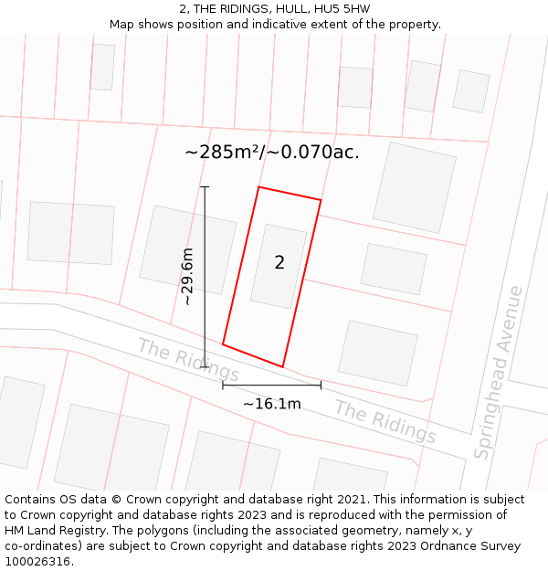 2, THE RIDINGS, HULL, HU5 5HW: Plot and title map
