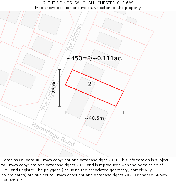 2, THE RIDINGS, SAUGHALL, CHESTER, CH1 6AS: Plot and title map