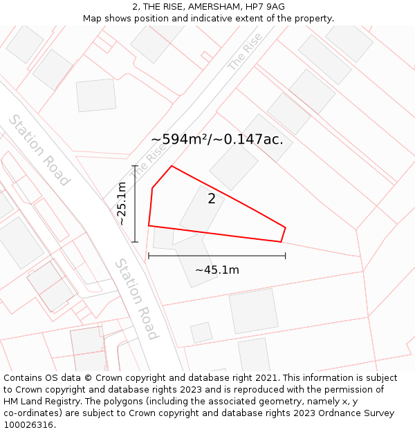 2, THE RISE, AMERSHAM, HP7 9AG: Plot and title map