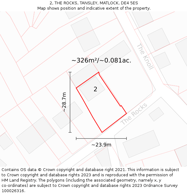 2, THE ROCKS, TANSLEY, MATLOCK, DE4 5ES: Plot and title map
