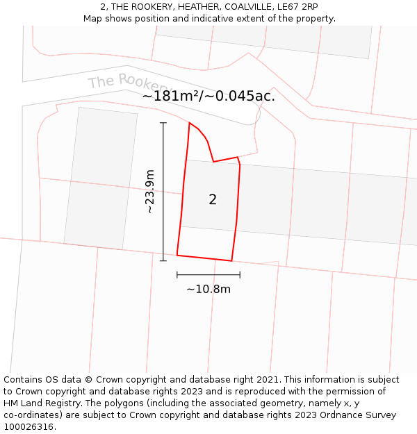 2, THE ROOKERY, HEATHER, COALVILLE, LE67 2RP: Plot and title map