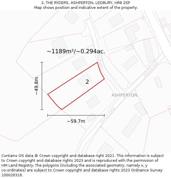 2, THE RYDERS, ASHPERTON, LEDBURY, HR8 2SP: Plot and title map