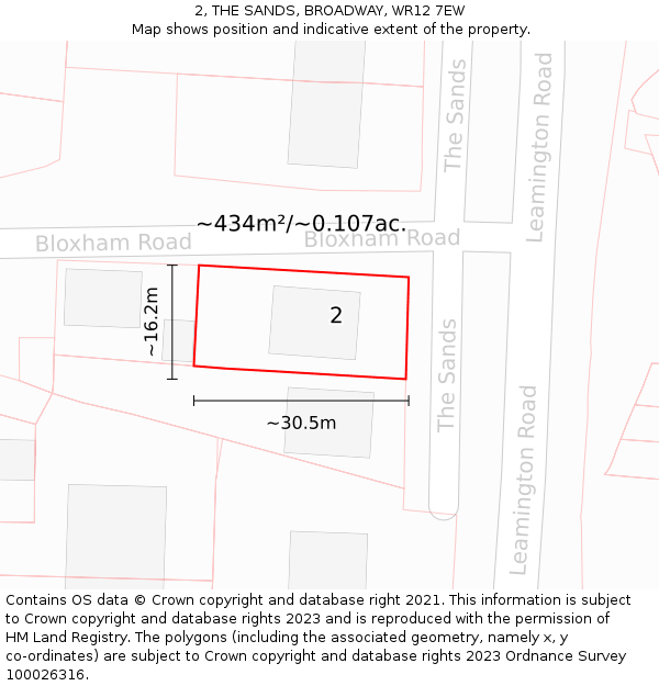 2, THE SANDS, BROADWAY, WR12 7EW: Plot and title map