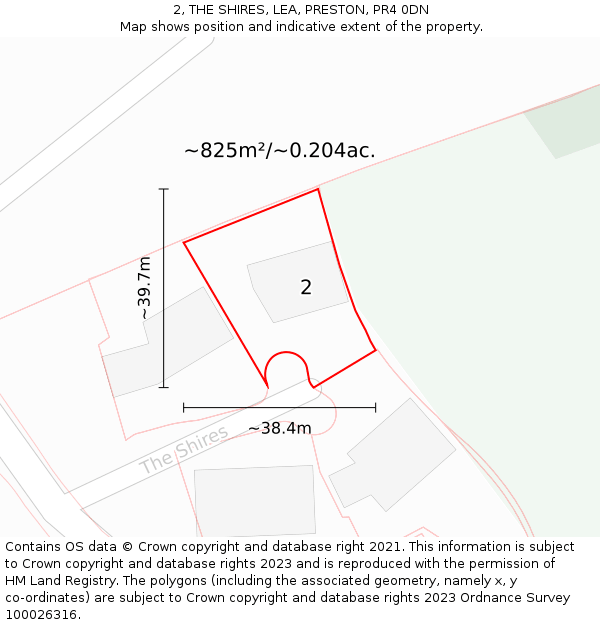 2, THE SHIRES, LEA, PRESTON, PR4 0DN: Plot and title map