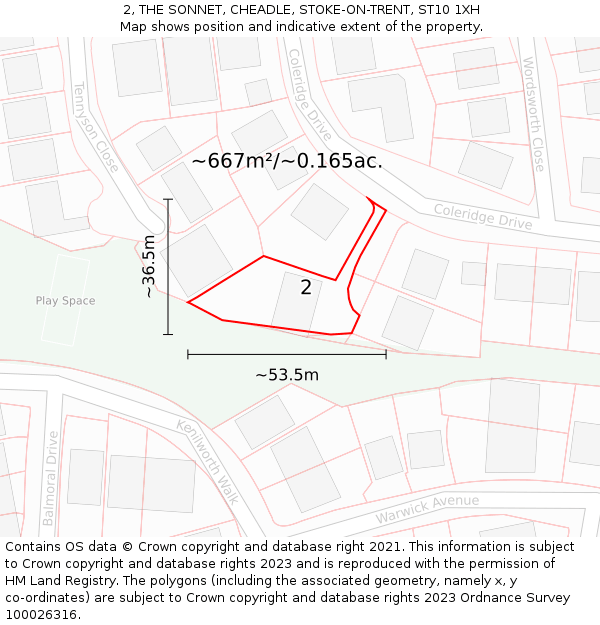 2, THE SONNET, CHEADLE, STOKE-ON-TRENT, ST10 1XH: Plot and title map