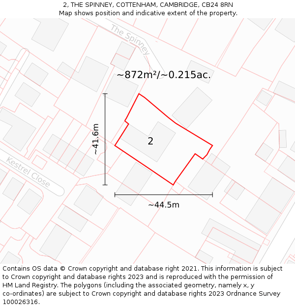 2, THE SPINNEY, COTTENHAM, CAMBRIDGE, CB24 8RN: Plot and title map