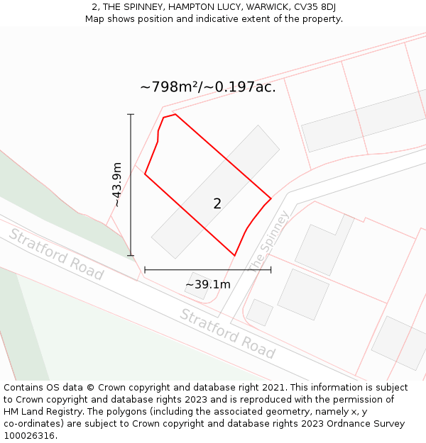 2, THE SPINNEY, HAMPTON LUCY, WARWICK, CV35 8DJ: Plot and title map