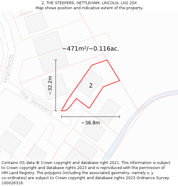 2, THE STEEPERS, NETTLEHAM, LINCOLN, LN2 2SX: Plot and title map