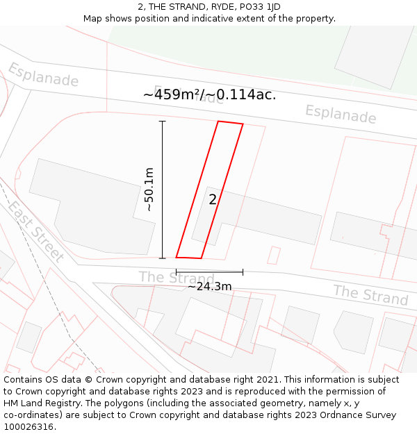 2, THE STRAND, RYDE, PO33 1JD: Plot and title map