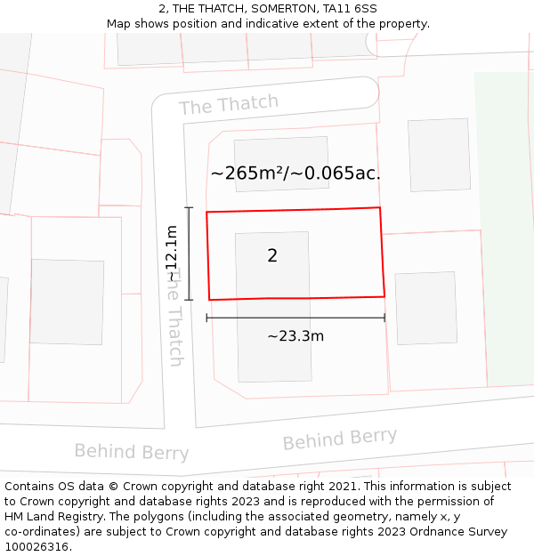 2, THE THATCH, SOMERTON, TA11 6SS: Plot and title map