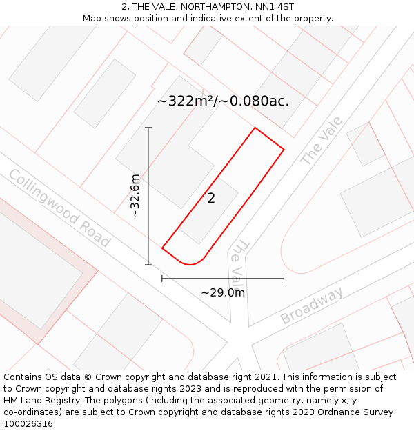 2, THE VALE, NORTHAMPTON, NN1 4ST: Plot and title map