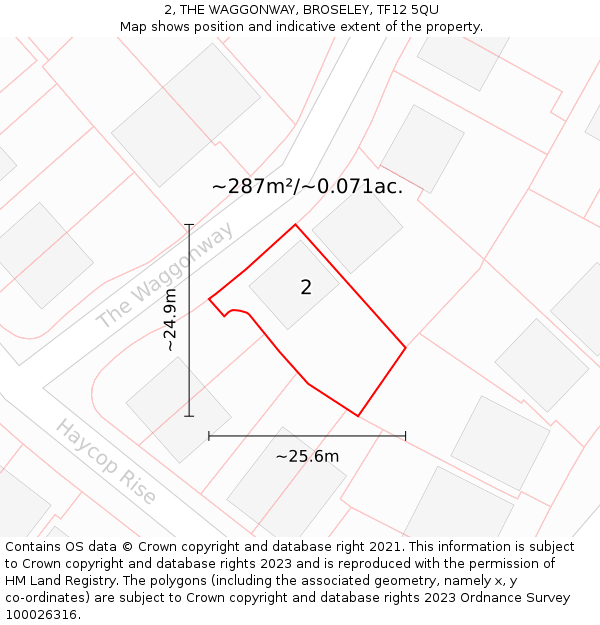 2, THE WAGGONWAY, BROSELEY, TF12 5QU: Plot and title map
