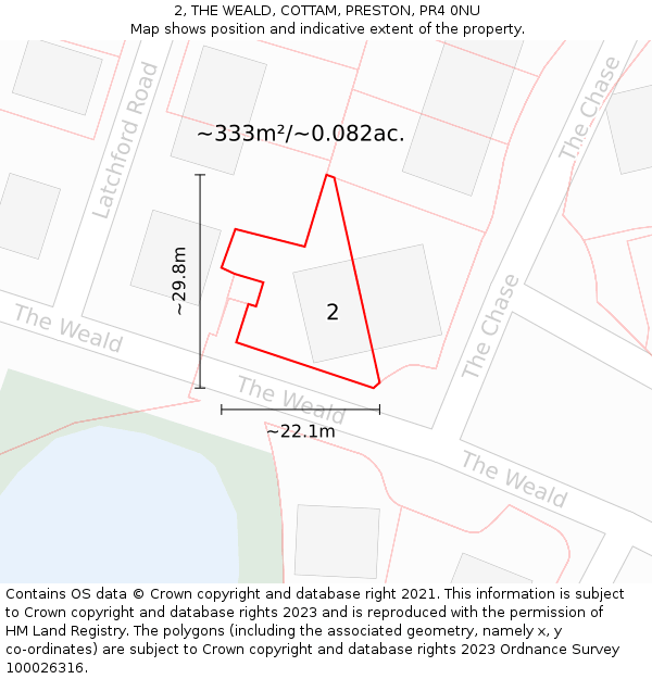 2, THE WEALD, COTTAM, PRESTON, PR4 0NU: Plot and title map
