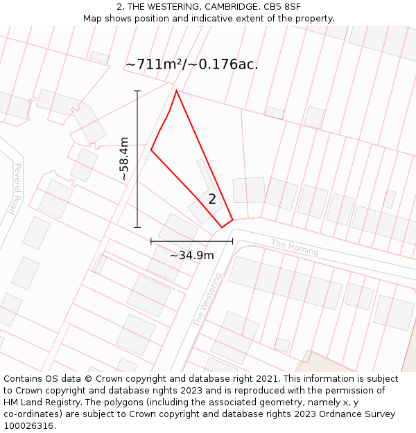 2, THE WESTERING, CAMBRIDGE, CB5 8SF: Plot and title map
