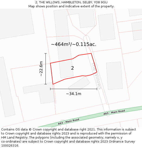 2, THE WILLOWS, HAMBLETON, SELBY, YO8 9GU: Plot and title map