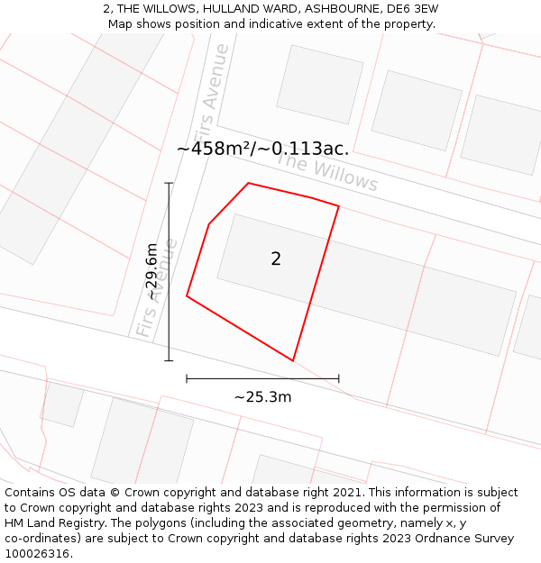 2, THE WILLOWS, HULLAND WARD, ASHBOURNE, DE6 3EW: Plot and title map