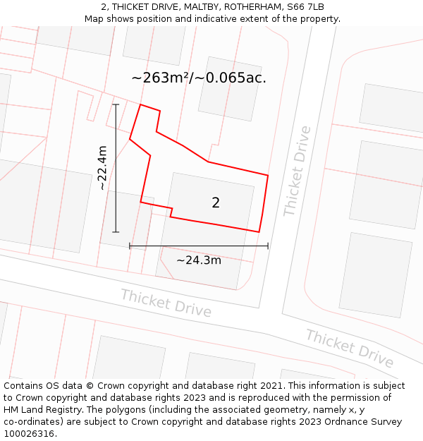 2, THICKET DRIVE, MALTBY, ROTHERHAM, S66 7LB: Plot and title map