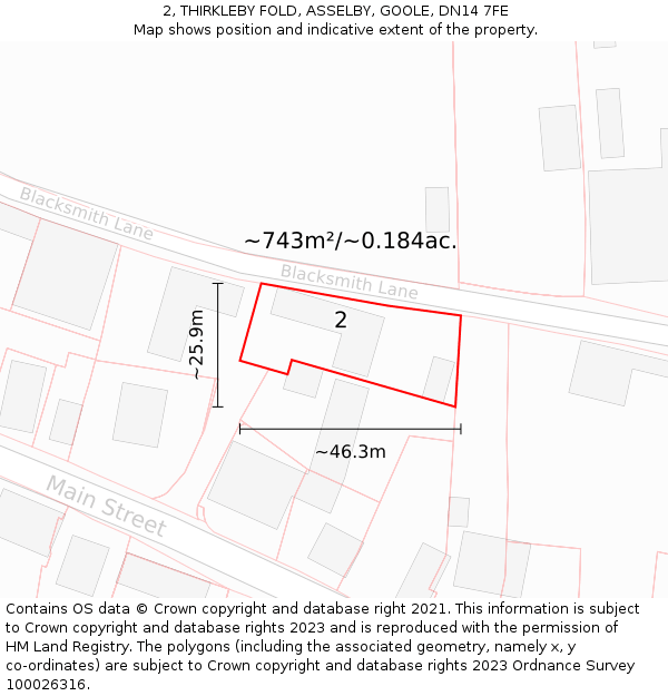 2, THIRKLEBY FOLD, ASSELBY, GOOLE, DN14 7FE: Plot and title map