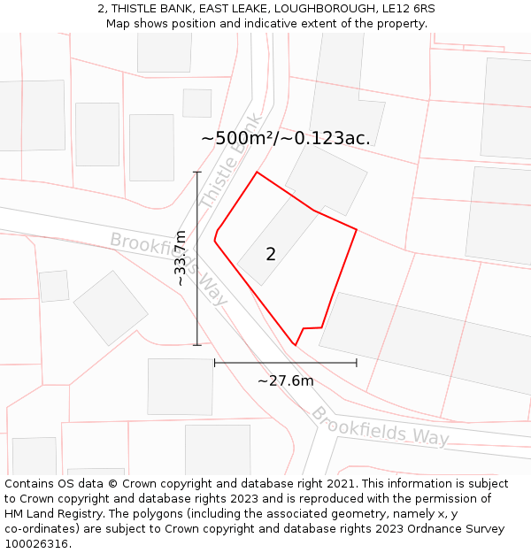 2, THISTLE BANK, EAST LEAKE, LOUGHBOROUGH, LE12 6RS: Plot and title map