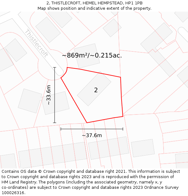 2, THISTLECROFT, HEMEL HEMPSTEAD, HP1 1PB: Plot and title map