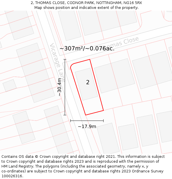2, THOMAS CLOSE, CODNOR PARK, NOTTINGHAM, NG16 5RX: Plot and title map
