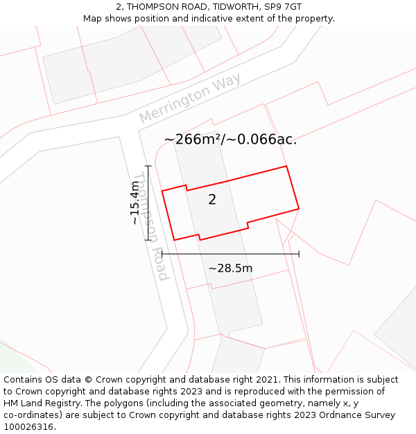 2, THOMPSON ROAD, TIDWORTH, SP9 7GT: Plot and title map