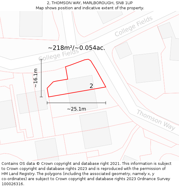 2, THOMSON WAY, MARLBOROUGH, SN8 1UP: Plot and title map