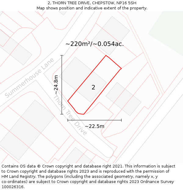 2, THORN TREE DRIVE, CHEPSTOW, NP16 5SH: Plot and title map