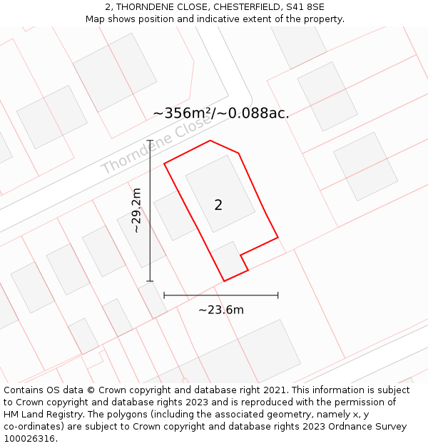 2, THORNDENE CLOSE, CHESTERFIELD, S41 8SE: Plot and title map