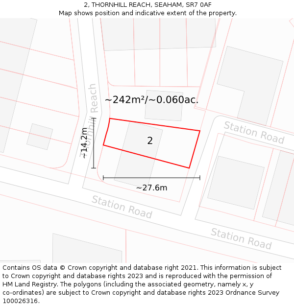 2, THORNHILL REACH, SEAHAM, SR7 0AF: Plot and title map