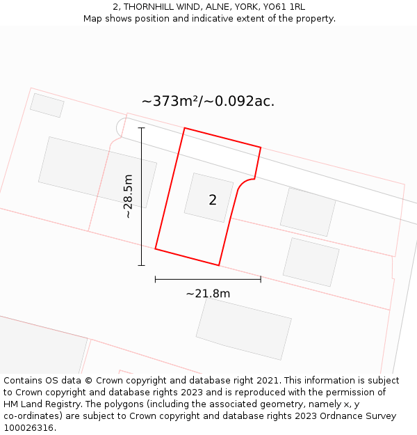 2, THORNHILL WIND, ALNE, YORK, YO61 1RL: Plot and title map