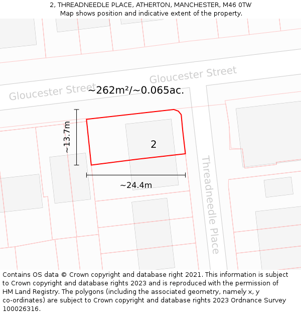 2, THREADNEEDLE PLACE, ATHERTON, MANCHESTER, M46 0TW: Plot and title map