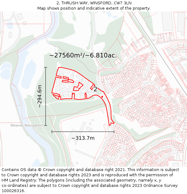 2, THRUSH WAY, WINSFORD, CW7 3LN: Plot and title map