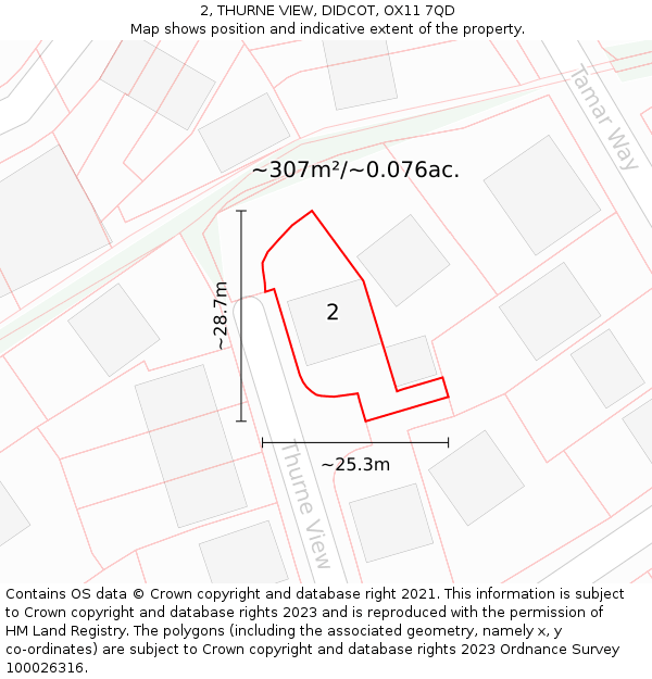 2, THURNE VIEW, DIDCOT, OX11 7QD: Plot and title map