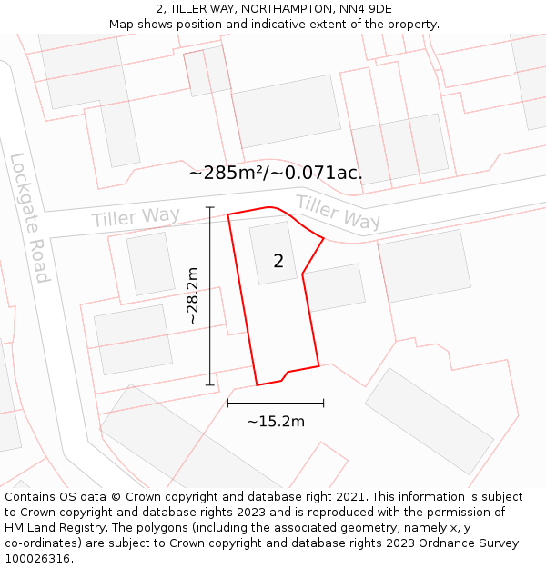 2, TILLER WAY, NORTHAMPTON, NN4 9DE: Plot and title map