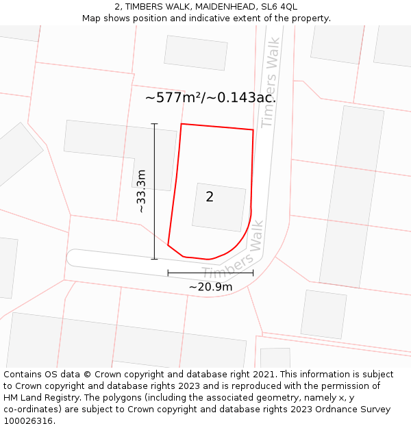 2, TIMBERS WALK, MAIDENHEAD, SL6 4QL: Plot and title map