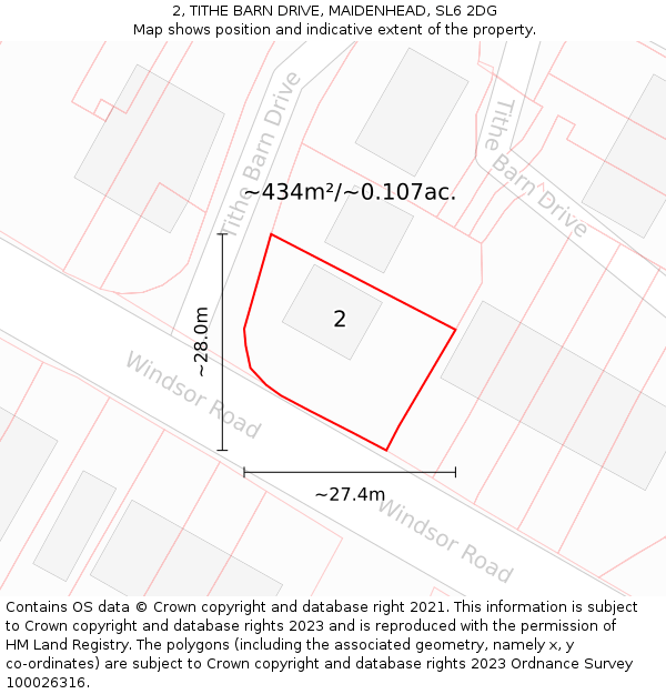 2, TITHE BARN DRIVE, MAIDENHEAD, SL6 2DG: Plot and title map