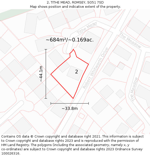 2, TITHE MEAD, ROMSEY, SO51 7SD: Plot and title map