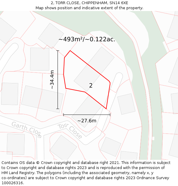 2, TORR CLOSE, CHIPPENHAM, SN14 6XE: Plot and title map