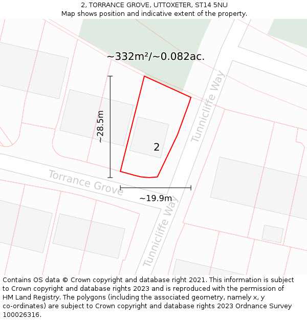 2, TORRANCE GROVE, UTTOXETER, ST14 5NU: Plot and title map