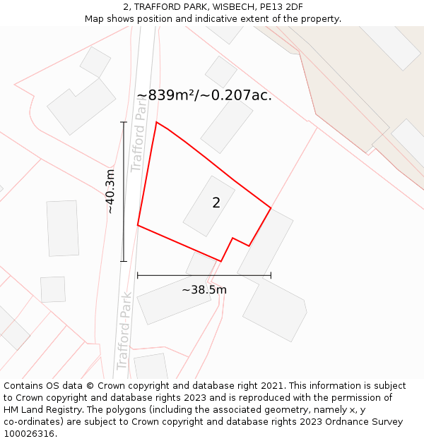 2, TRAFFORD PARK, WISBECH, PE13 2DF: Plot and title map