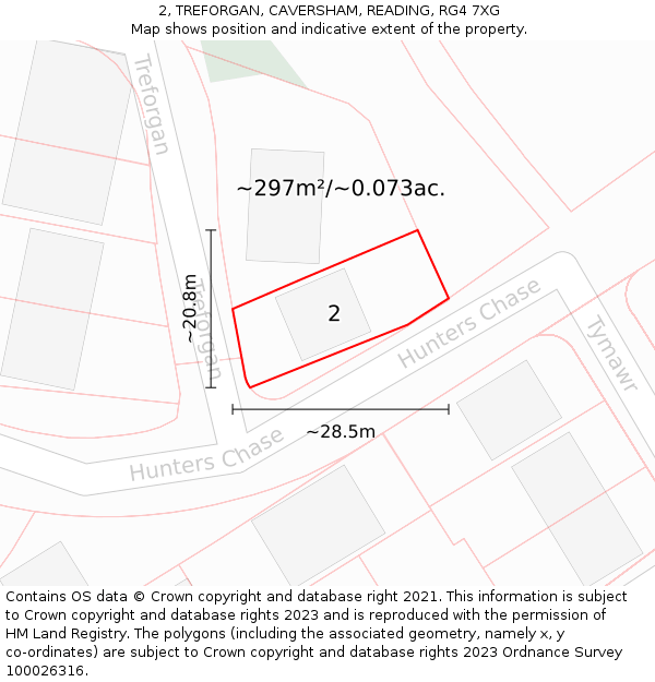 2, TREFORGAN, CAVERSHAM, READING, RG4 7XG: Plot and title map