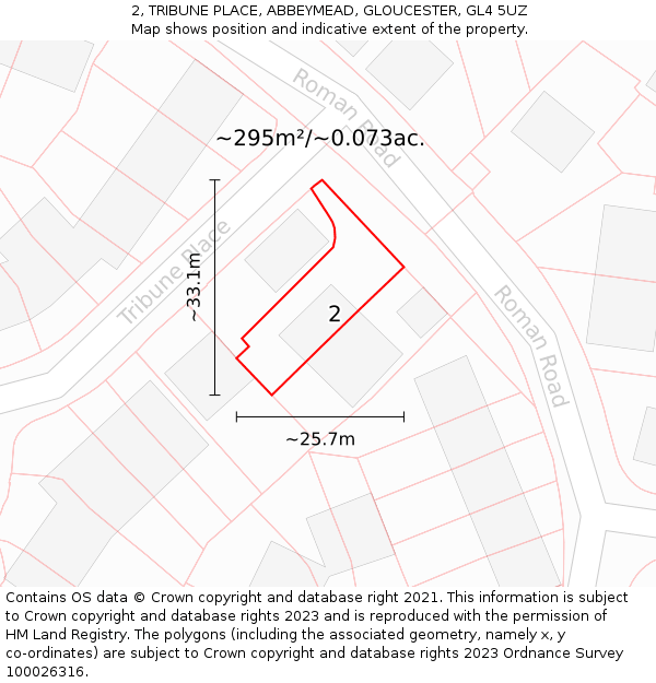 2, TRIBUNE PLACE, ABBEYMEAD, GLOUCESTER, GL4 5UZ: Plot and title map