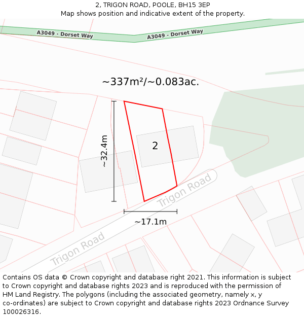 2, TRIGON ROAD, POOLE, BH15 3EP: Plot and title map