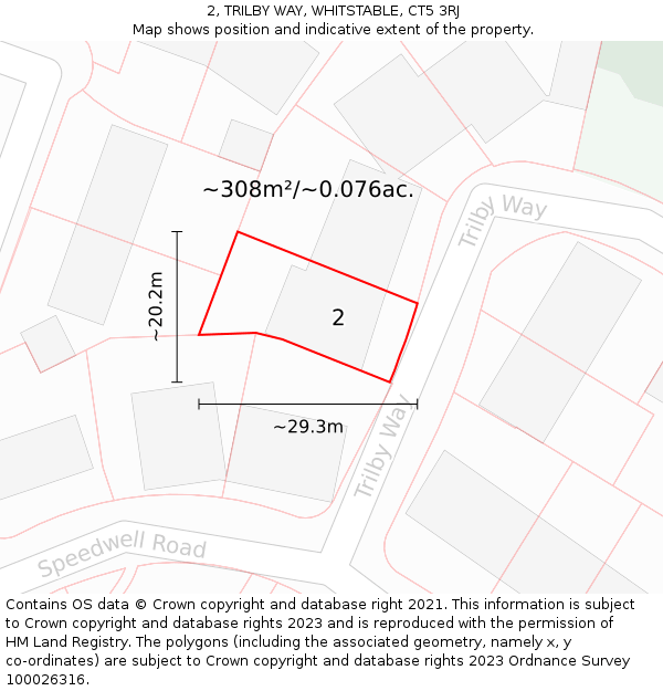 2, TRILBY WAY, WHITSTABLE, CT5 3RJ: Plot and title map