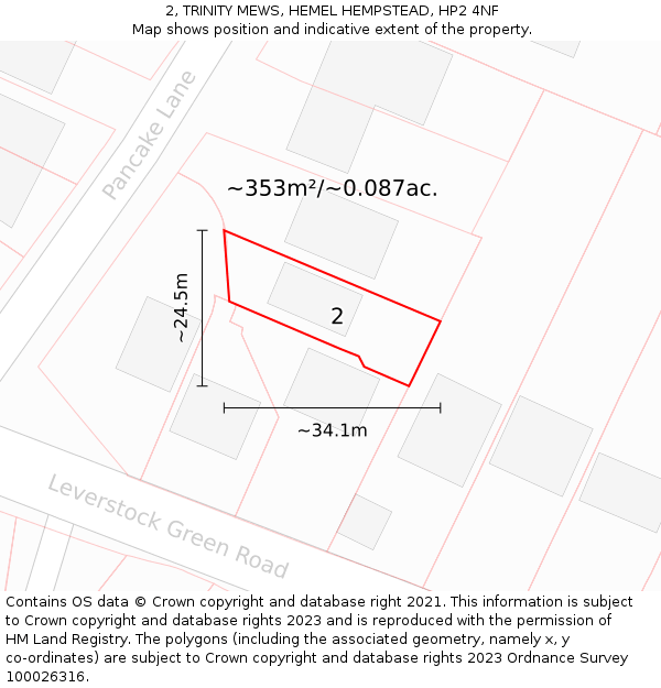 2, TRINITY MEWS, HEMEL HEMPSTEAD, HP2 4NF: Plot and title map