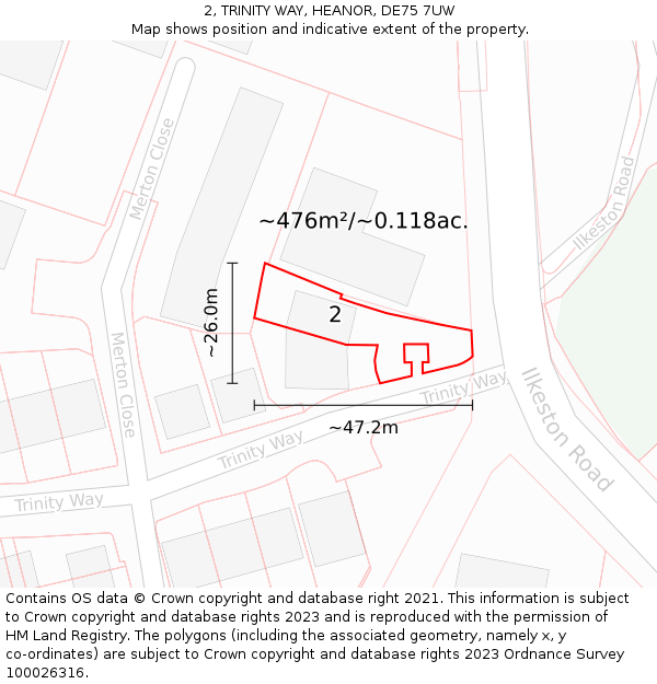 2, TRINITY WAY, HEANOR, DE75 7UW: Plot and title map