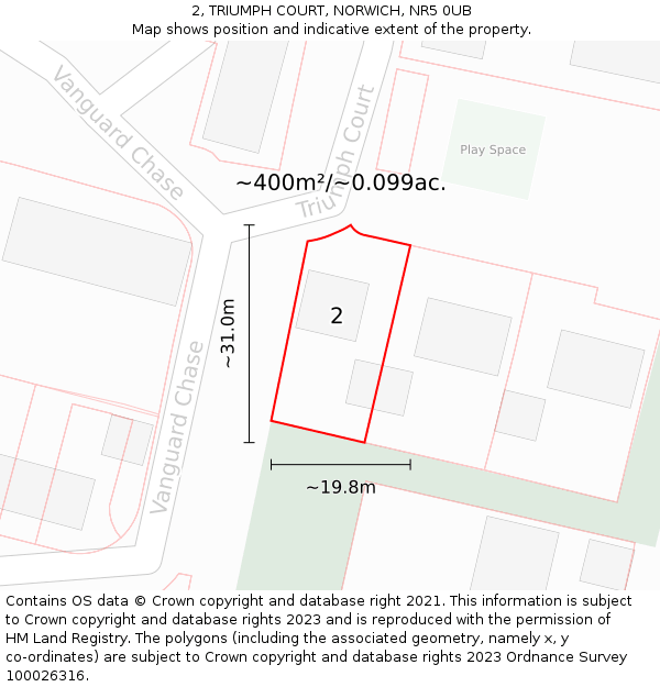 2, TRIUMPH COURT, NORWICH, NR5 0UB: Plot and title map