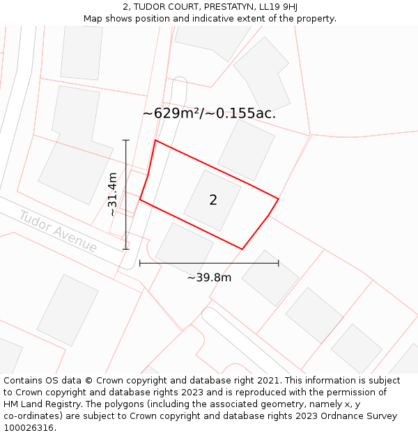 2, TUDOR COURT, PRESTATYN, LL19 9HJ: Plot and title map