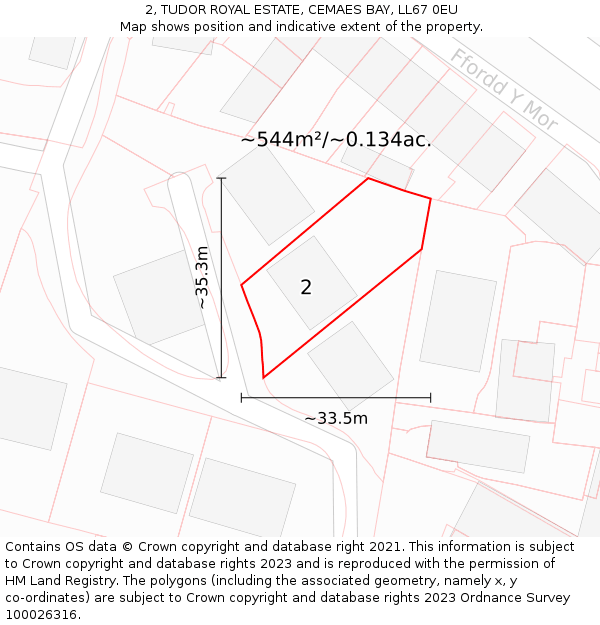 2, TUDOR ROYAL ESTATE, CEMAES BAY, LL67 0EU: Plot and title map